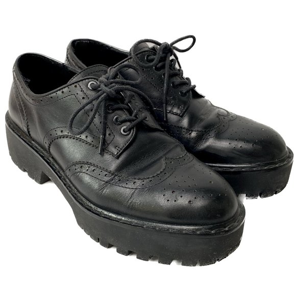 Zara Shoes - Zara Shoes Women US 6.5 EU 37 Black Brogue Oxford Chunky Lug Sole Platform